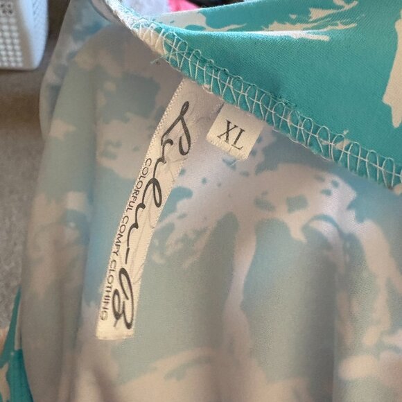 Lulu-B Womens Blue Palm Tree Print Athletic Top Golf Size Xlarge - Picture 5 of 5